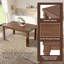 Ensemble de table de salle à manger rectangulaire 6 pièces avec 4 chaises rembourrées et un banc, conception compacte, disponible en finition naturelle ou noyer-1363469071