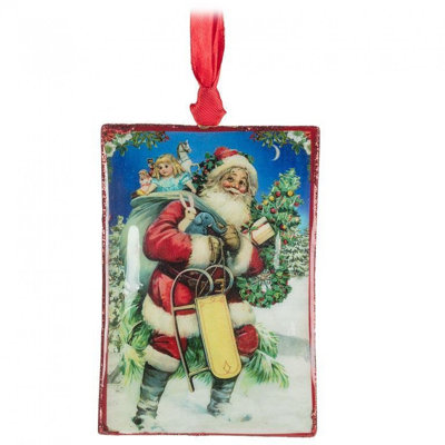 Ornement en forme de père Noël avec cadeaux