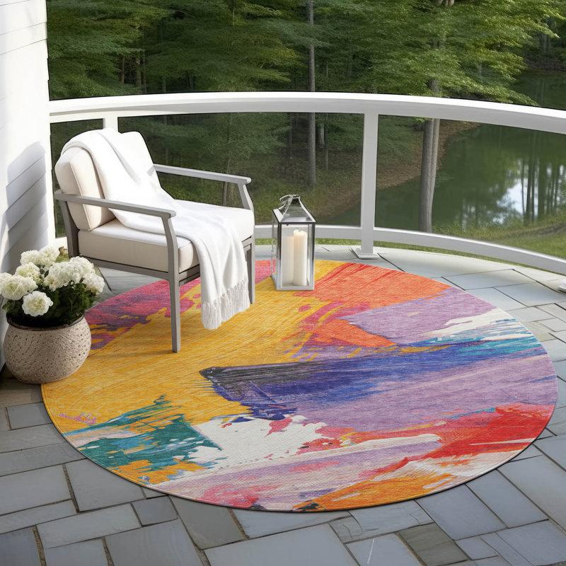 Tapis d'intérieur / extérieur doré Daryah , 3 pi x 5 pi
