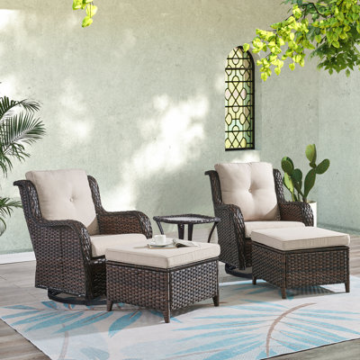 Schutt 5 Piece Swivel Chairs Seating Group with Cushions and Ottoman by Red Barrel Studio