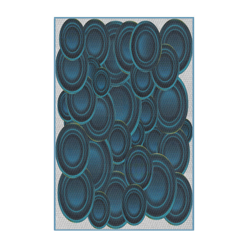 Bleu/blanc à motif Tapis décoratif, Rectangle 7 pi x 10 pi