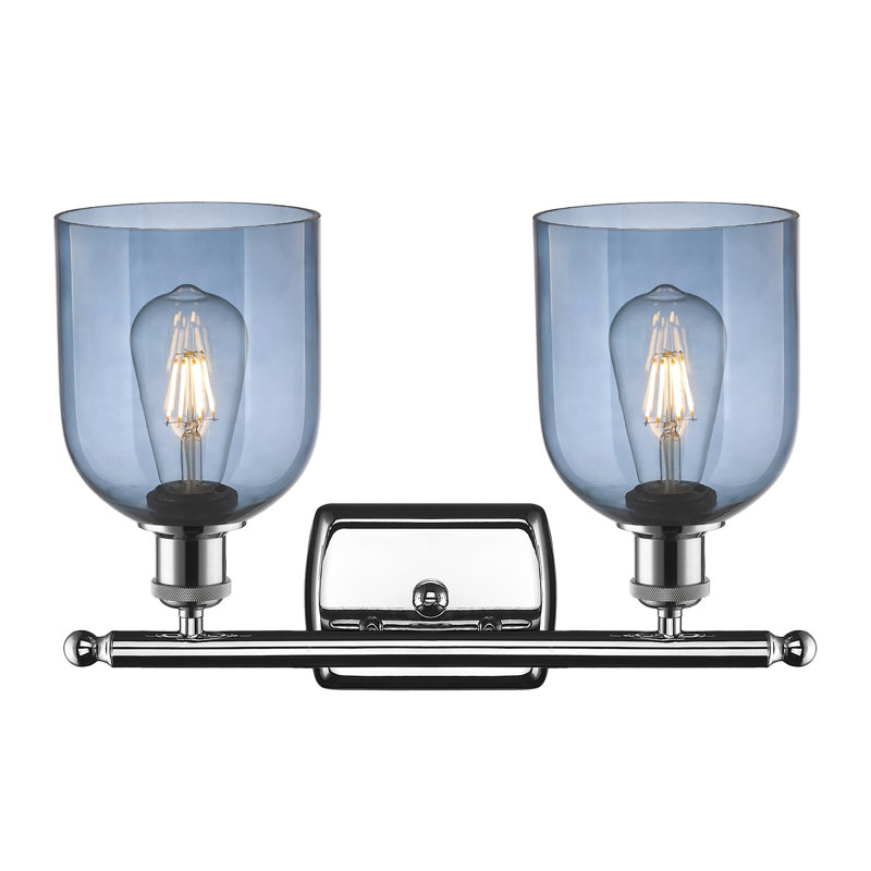 Éclairage pour meuble-lavabo à 2 lumières à intensité variable Allysson, Bleu princesse, Chrome poli