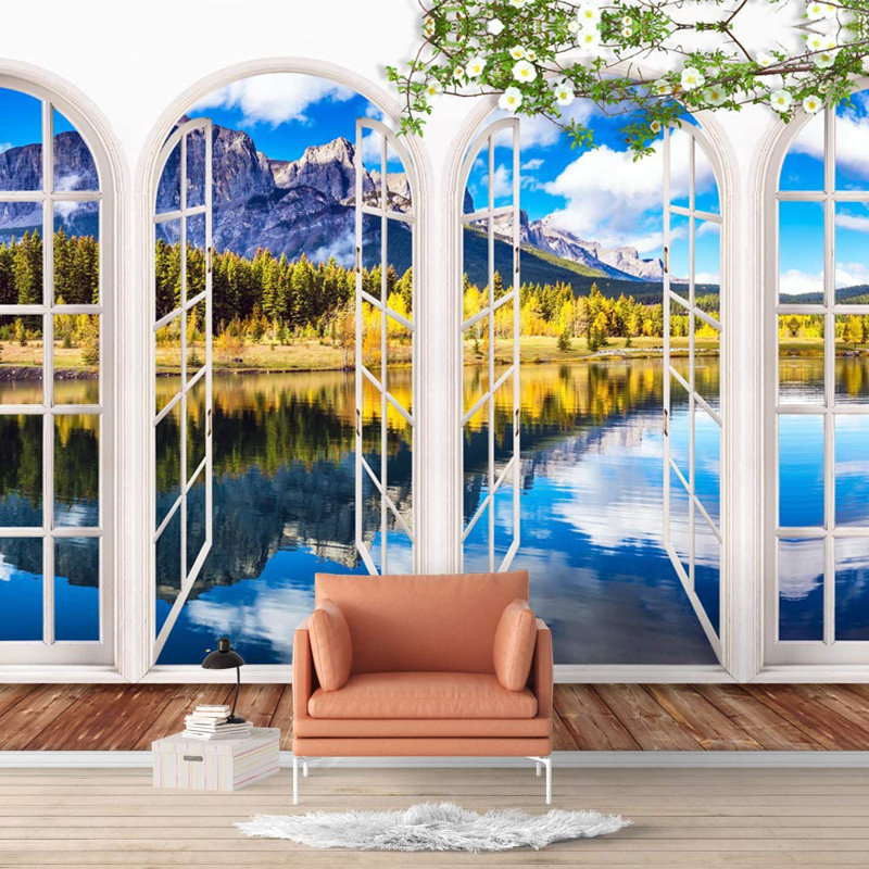 Window View Nature Wilderness Wall Mural, 100" L x 144" W