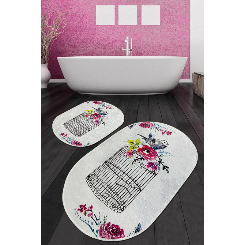 Ensemble de tapis de bain antibactérien (2 pièces), 100% polyester, 23,6 po x 39,4 po et 19,7 po x 23,6 po | Dessous antidérapant, 700 g / m² | Lavable à la machine, séchage rapide, idéal pour la sécurité et le confort de la salle de bain