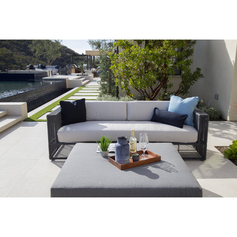 Zelie 91'' Wicker Outdoor Sofa with Sunbrella Cushions