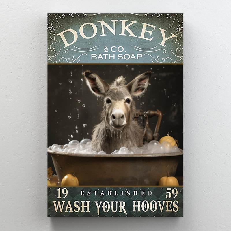 Donkey Bath Soap On Canvas, impression, H 36 po x l 24 po x P 1,25 po