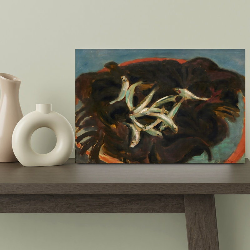 Rustic Fish Still Life Rustic Contemporary Fish Ocean Wall Art Print 1 Piece Wrapped Canvas Wall Art, 30.48cm H x 45.72cm W