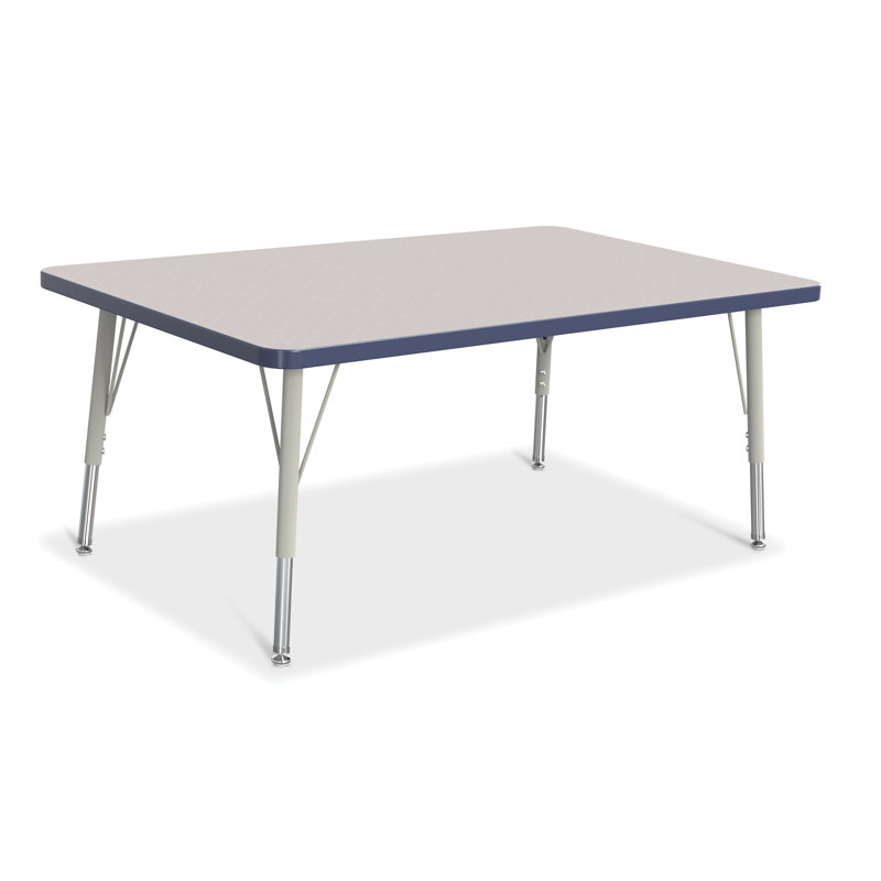 Berries Rectangle Activity Table, Standard Leg  Elementary 15"- 24", Gray/Navy, 48" L x 30" W