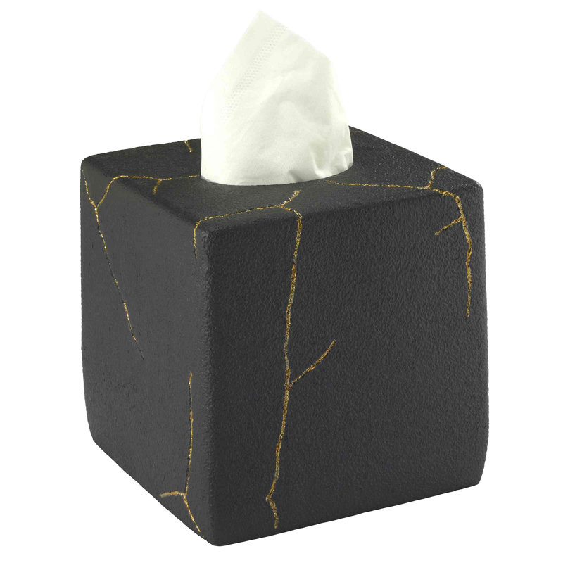 Sydney Black and Gold Resin Tissue Box Cover