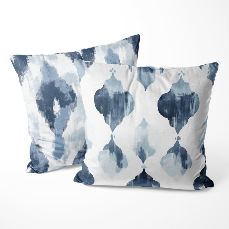 Coussin décoratif 2 pièces Ikat - gris et blanc, H 20 po x l 20 po