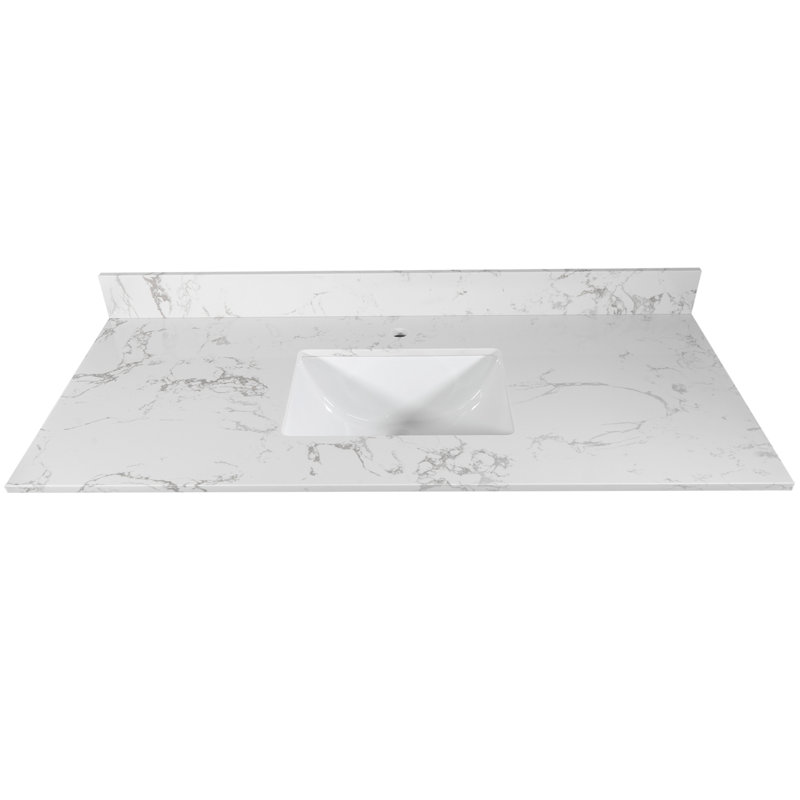 Plateau de meuble-lavabo simple 43 po avec lavabo, Blanc