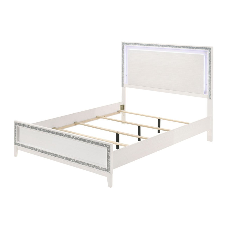 Lit Festus, lit plateforme, cadre de lit, Grand, Blanc
