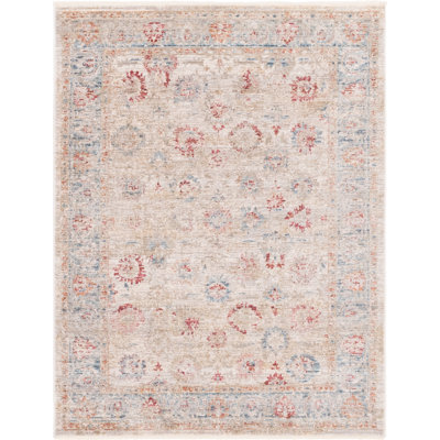 Ashaureah Kylee Traditional Ivory/Red/Blue Area Rug