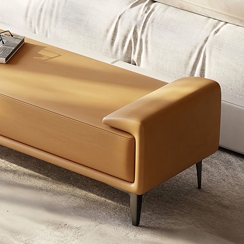 Banc rembourré en microfibre Ingerid, Orange, H 20,86 po x l 70,86 po x P 17,71 po