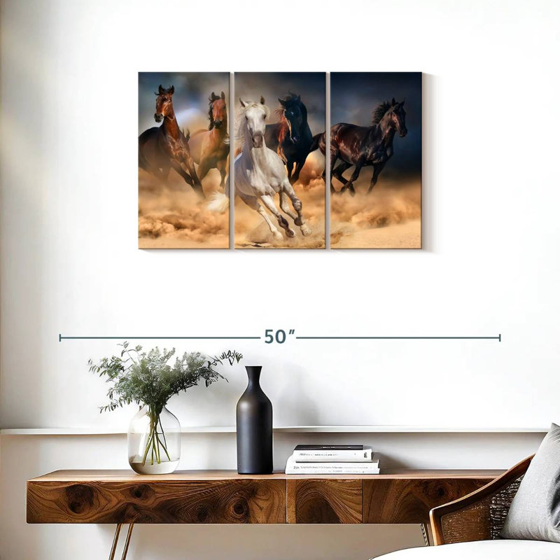 Brampt Sprinting Arab Horses, 20" H x 33" W
