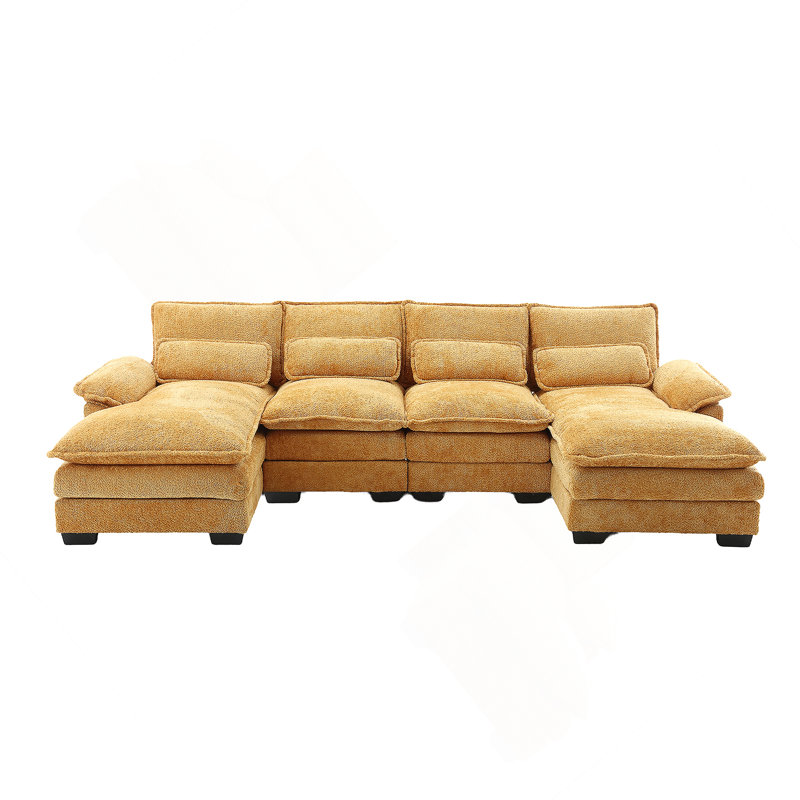 United We Win Modern Large Chenille Fabric U - Shape Sectional Sofa For Comfortable Gathering And Relaxing In Various Living Spaces