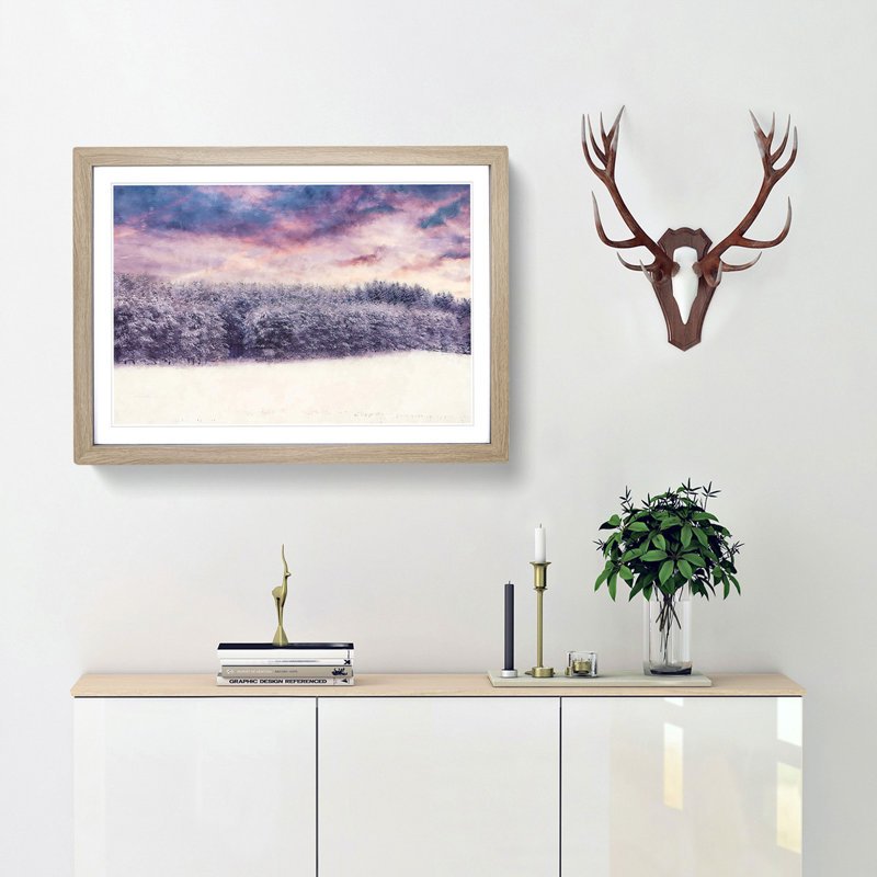 Purple Sky at Winter - Framed Print, 33cm H x 45cm W x 2cm D, Oak Framed