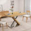 Extendable Dining Table 47"-63" – Solid Wood Tabletop With Cross Metal Base – Seats 4-6, Stainless Steel Frame-2014868829