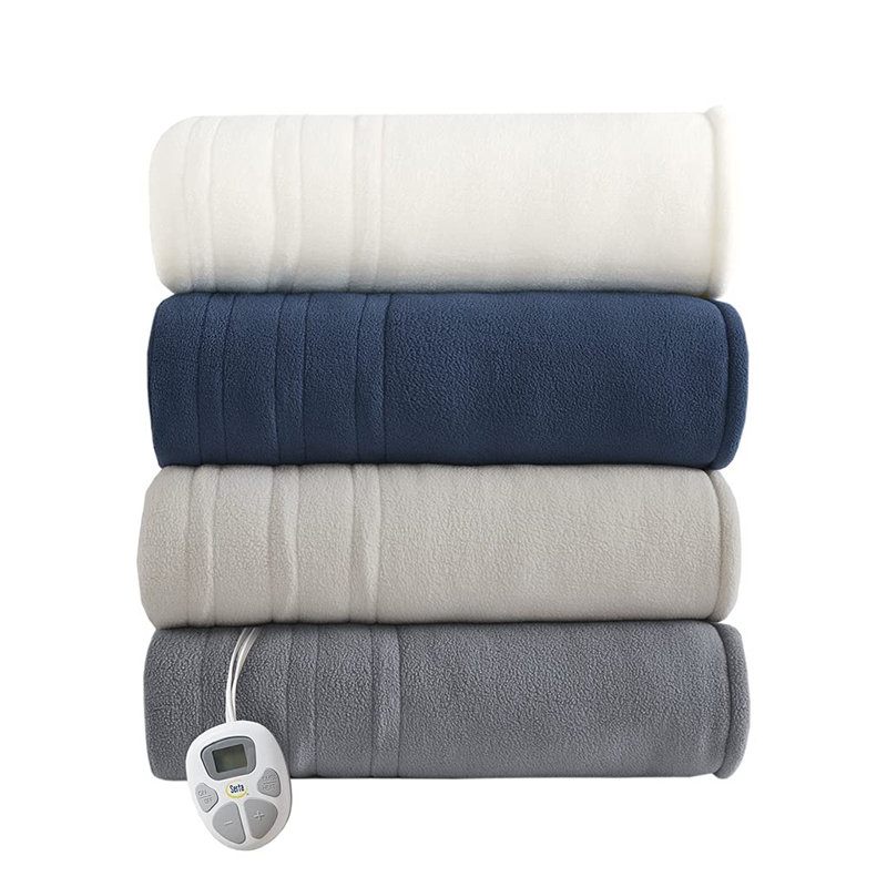 Couverture chauffante polaire à sherpa, Simple, Brun clair