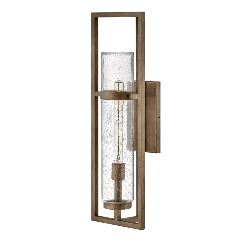 Cordillera Seeded Glass Outdoor Wall Lantern, 26" H x 8.75" W x 7" D, Burnished Bronze