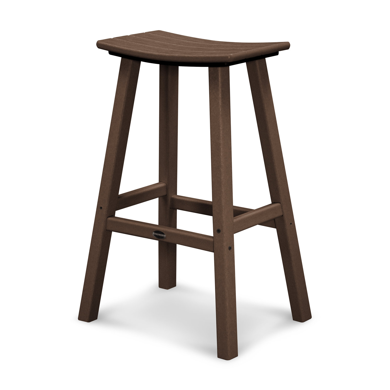 POLYWOOD Traditional Garden Patio Bar Stool, Mahogany, 29.75" H