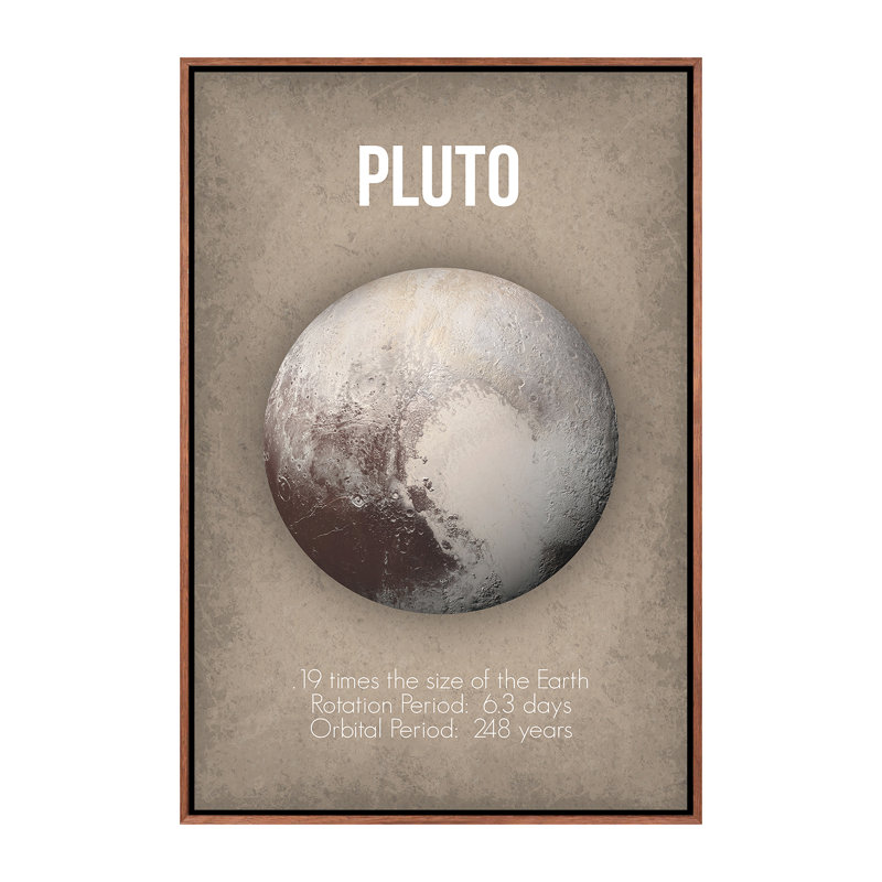 Décoration murale pour enfants Pluto, H 40 po x l 26 po x P 1,5 po, Toile classique avec cadre brun