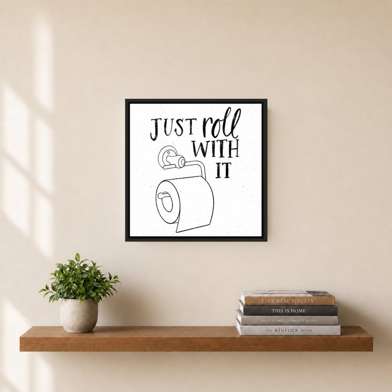 «Bathroom Puns V» par Becky Thorns - Impression sur toile, H 28 po x l 28 po