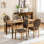 2 chaises de salle à manger de style antique, 2 en cuir de polyuréthane brun, structure en bois massif, assise et siège en cuir de conception française à la main 2, pieds, intérieur en mousse à densité-457935009