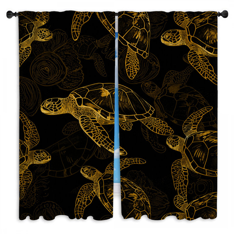 Rideaux de fenêtre Golden Sea Turtles, 20 po x 50 po - 2 panneaux, Transparent