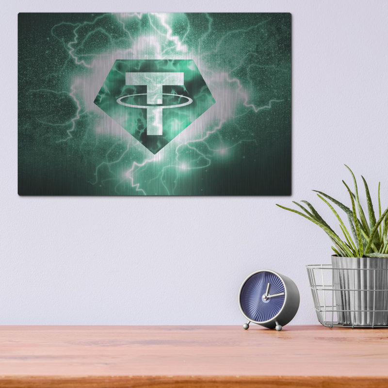 Luxe Metal Art 'Crypto Eclipse Tether Usdt' By Lux " Crypto Eclipse Tether Usdt " by Valentyn Artemenko, 12" H x 16" W