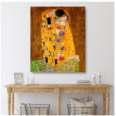 The Kiss by Gustav Klimt. The World Classic Art Reproductions, Giclee Canvas Prints Wall Art for Home Decor, 45x36x1.5 inches