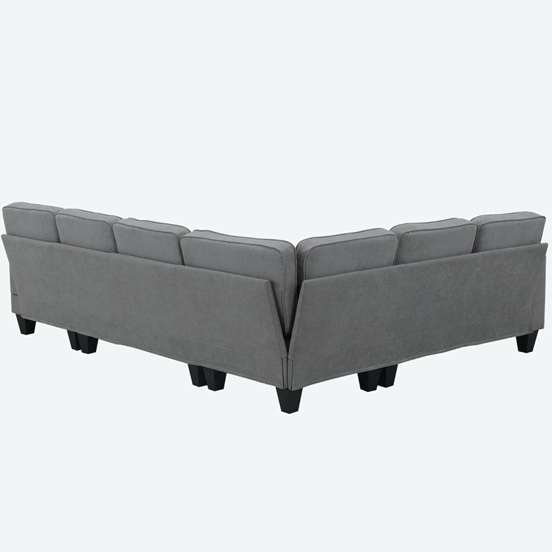 Canapé modulaire en U de 108 po et 85,5 po Hodalis, ensemble de canapés modulaires en tissu à 7 places avec 3 coussins inclus