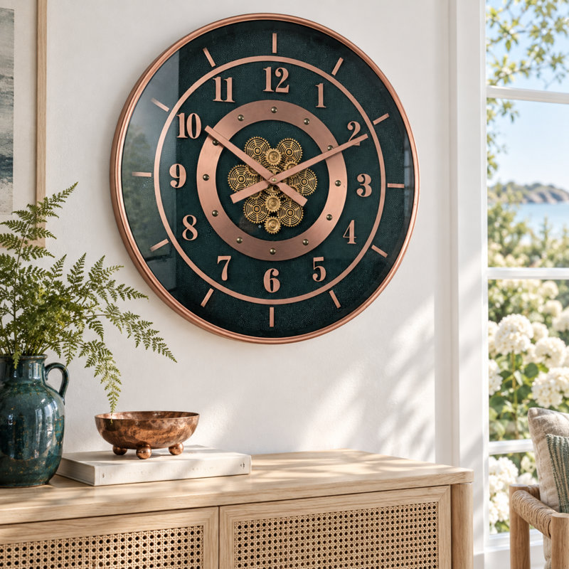 THE GEARS CLOCK Wall Clock with Real Moving Gears SD-LI_ 24 in Round GOTHENBURG