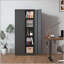 Armoire de rangement 72H en métal, armoire verrouillable en acier noir avec 4 tablettes réglables pour un rangement sûr et organisé