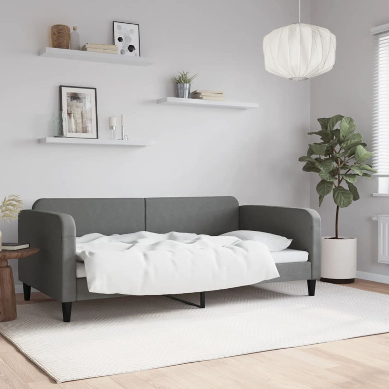 Lit de jour simple en bois massif, Gris foncé