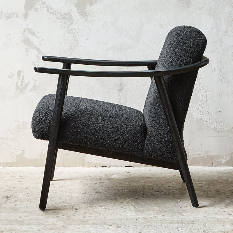Baltic 76.2Cm Top Grain Leather Wide Armchair, Black, Black