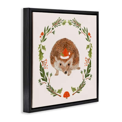 Art mural sur toile Holiday Hedgehog Wreaf par Laura Konyndyk