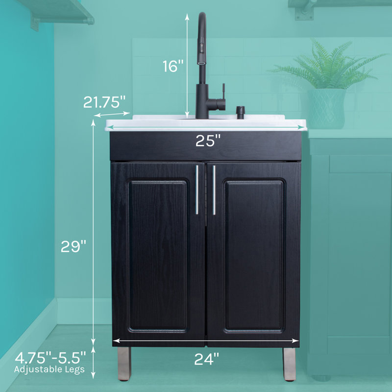 Hameeda 25" W Single Laundry Room Vanity Set, Black