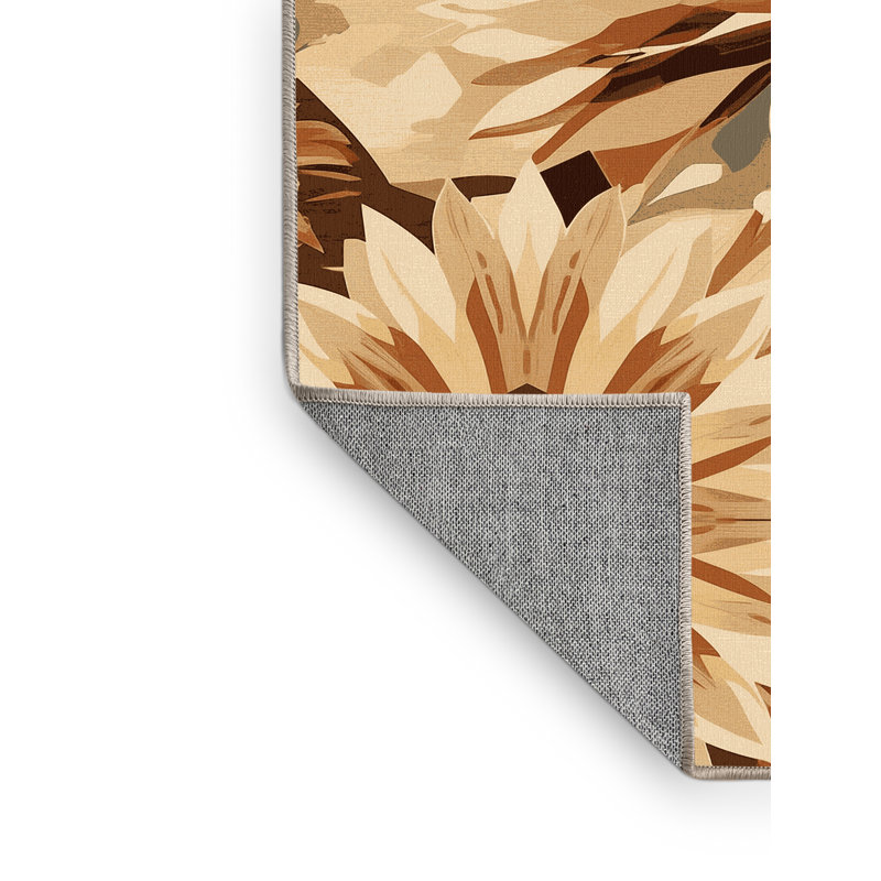 Tapis lavable à la machine à motif géométrique campagnard de couleur campagnard brun / beige Ortencia, 7 x 9