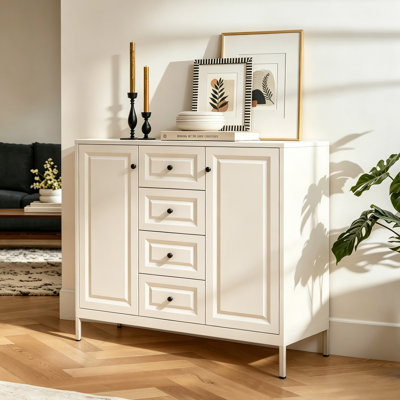 Storage Sideboard Buffet Cabinet With Adjustable Shelves 4 Drawers And 2 Doors For Organizing Spaces