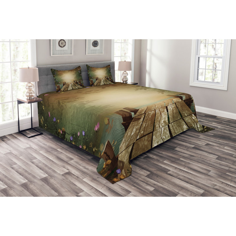 No Pattern Bedspread with Pillow Shams Included, 220 x 264 cm