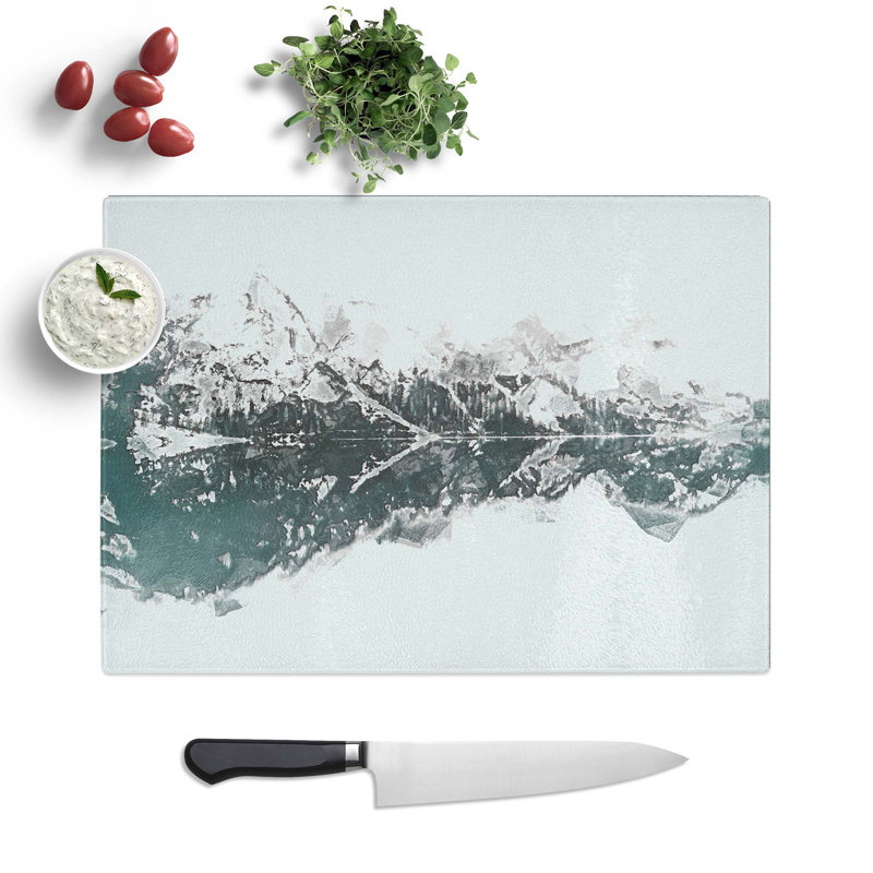 Glass Lake Reflection in Italy in Abstract Chopping Board, 39 cm W x 28.5 cm L