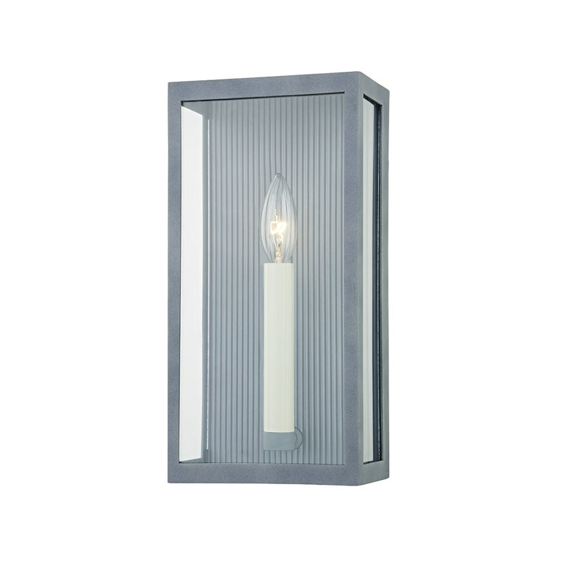 Applique murale d'extérieur 1 lumière - Noir texturé / zinc patiné, Zinc patiné, H 17 po x l 6,5 po x P 4 po