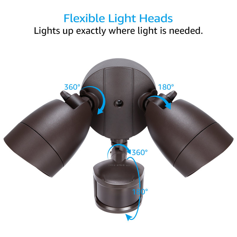 LED Hardwired Sensor Security Flood Light Dusk to Dawn 4 Modes, Brown