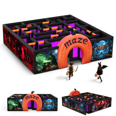 Labyrinthe gonflable d'Halloween de 7,3 x 7,3 m avec souffleur, maison hantée gonflable