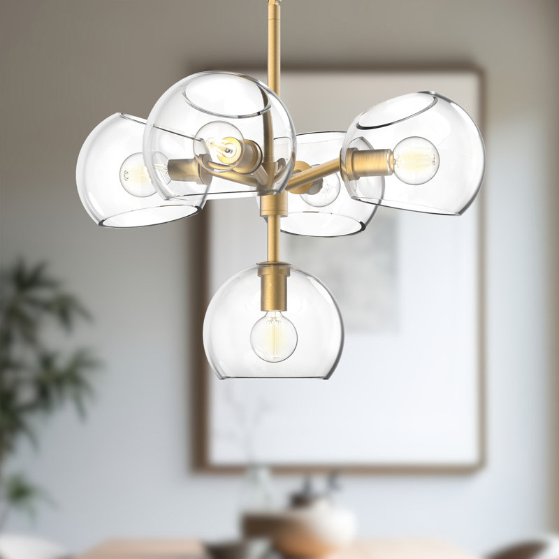 Willow 5 - Light Sputnik Chandelier, Brushed Gold, Clear