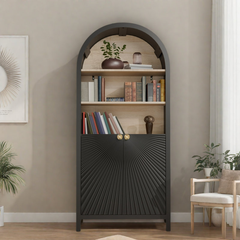Tall Arched Bookcase With Storage
