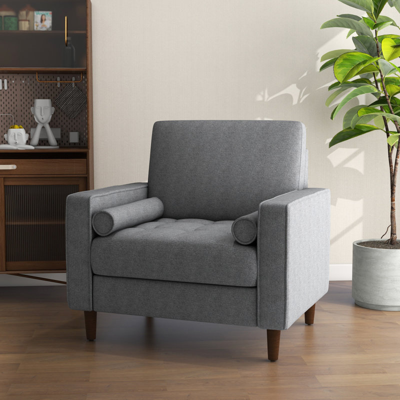 Upholstered Armchair, Gray Linen