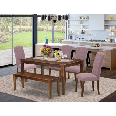 Gilliard 6 - Person Rubberwood Solid Wood Dining Set