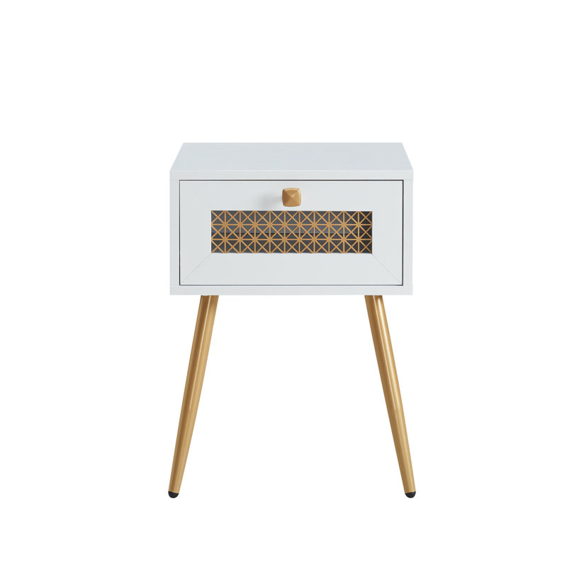 End Table With Storage, White